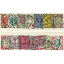 Grande Bretagne Victoria timbres N°91-104 oblitérés.