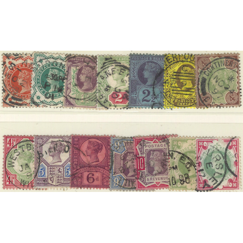 Grande Bretagne Victoria timbres N°91-104 oblitérés.