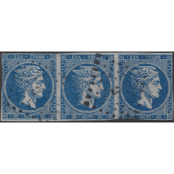 Grèce Mercure timbre N°21 bande de 3 oblitéré.