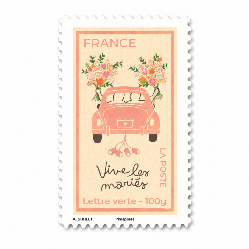 Timbre autoadhésif de France N°2704 - Vive les mariés.