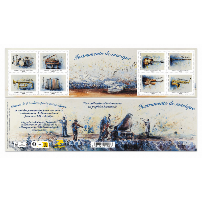 Timbres autoadhésifs de France N°2730-2737, Instruments de musique.
