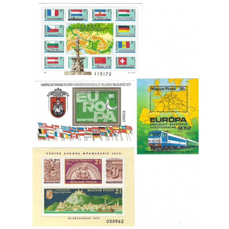 Hongrie Europa lot de 4 blocs feuillets de timbres neufs**.
