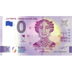 Billet touristique 0 Euro Souvenir – ParisPhilex – George Sand – La Poste – 2026.