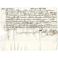 Italie avis de transport de marchandise de Milan pour Côme 8 août 1746.