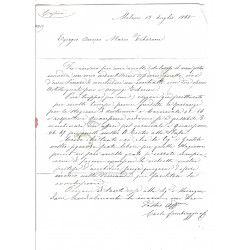 Italie timbre N°22b variété oblitéré sur pli de Milano adressé à Ténor Mario Tiberini.