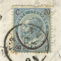 Italie timbre N°22b variété oblitéré sur pli de Milano adressé à Ténor Mario Tiberini.