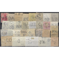 Lot de 30 timbres perforés tous pays oblitérés.