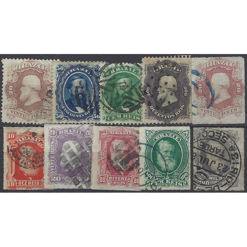 Brésil lot de 10 timbres classiques oblitérés.