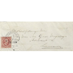 Pays Bas timbre N°2 oblitéré sur enveloppe de Groningue 1860.