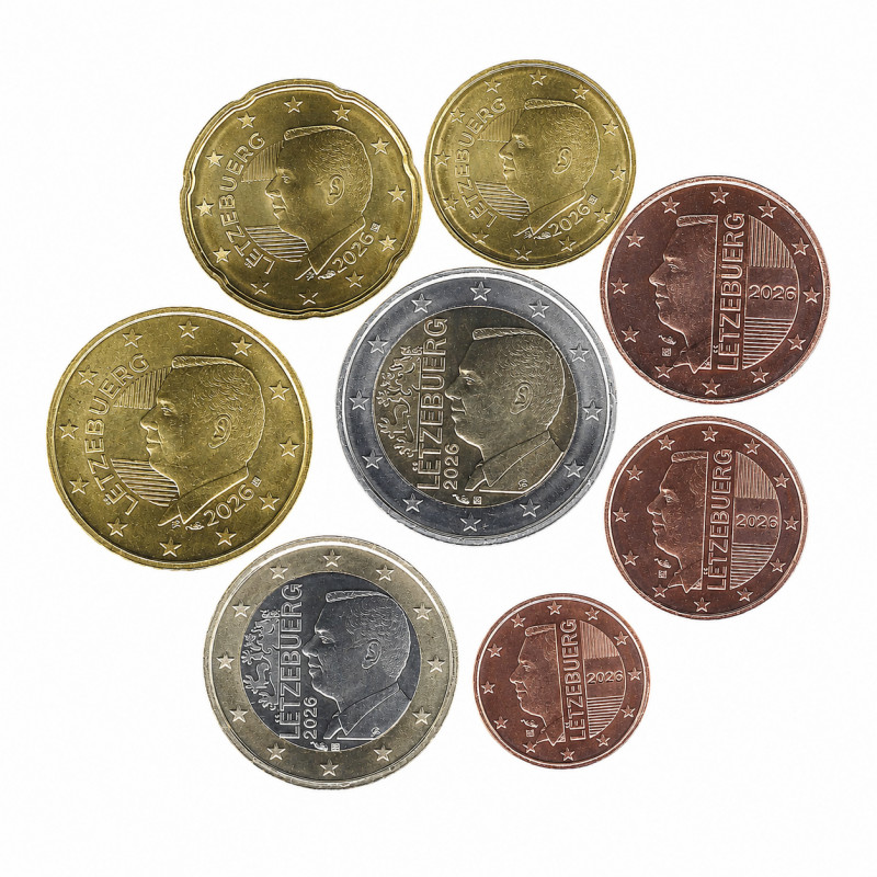 Série euros Luxembourg nouvelle face nationale 2026 FDC.