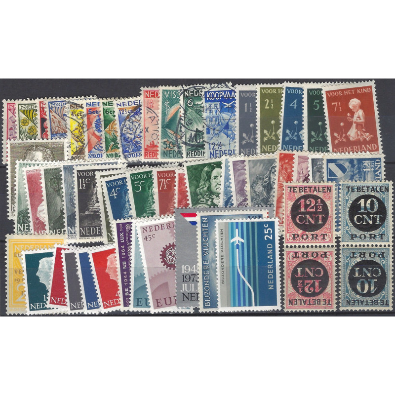 Pays Bas lot de timbres émis entre 1927-1977 neufs et oblitérés.