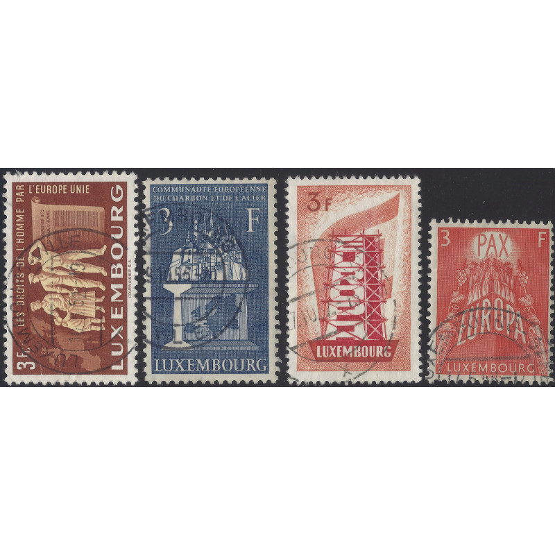 Luxembourg lot de 4 timbres oblitérés càd émis entre 1951-1957.