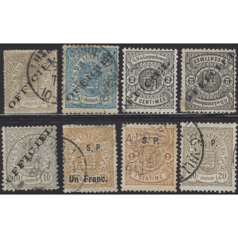 Luxembourg lot de timbres de service oblitérés émis entre 1875-1882.