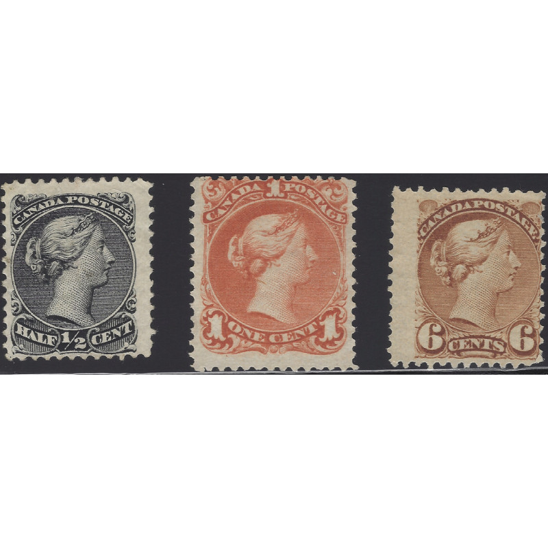 Canada lot de 3 timbres classiques neufs émis entre 1868-1893.