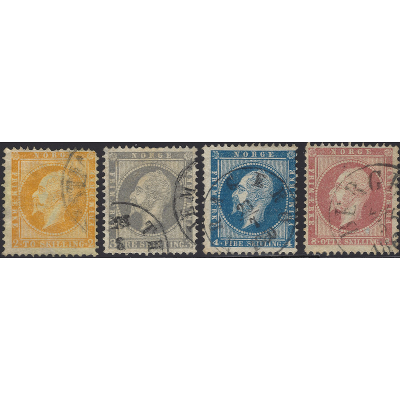 Norvège Oscar Premier timbres N°2-5 oblitérés.