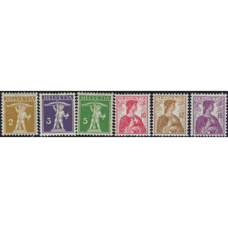 Suisse Helvetia timbres N°128-133 série neuf**.