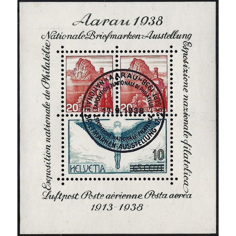 Suisse Aarau bloc feuillet de timbres N°4 oblitéré.