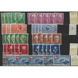 Suisse stock de timbres émis entre 1918-1948 neufs et oblitérés.