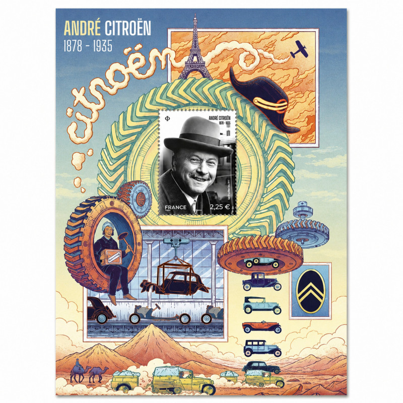 Feuillet de timbre André Citroën neuf**.
