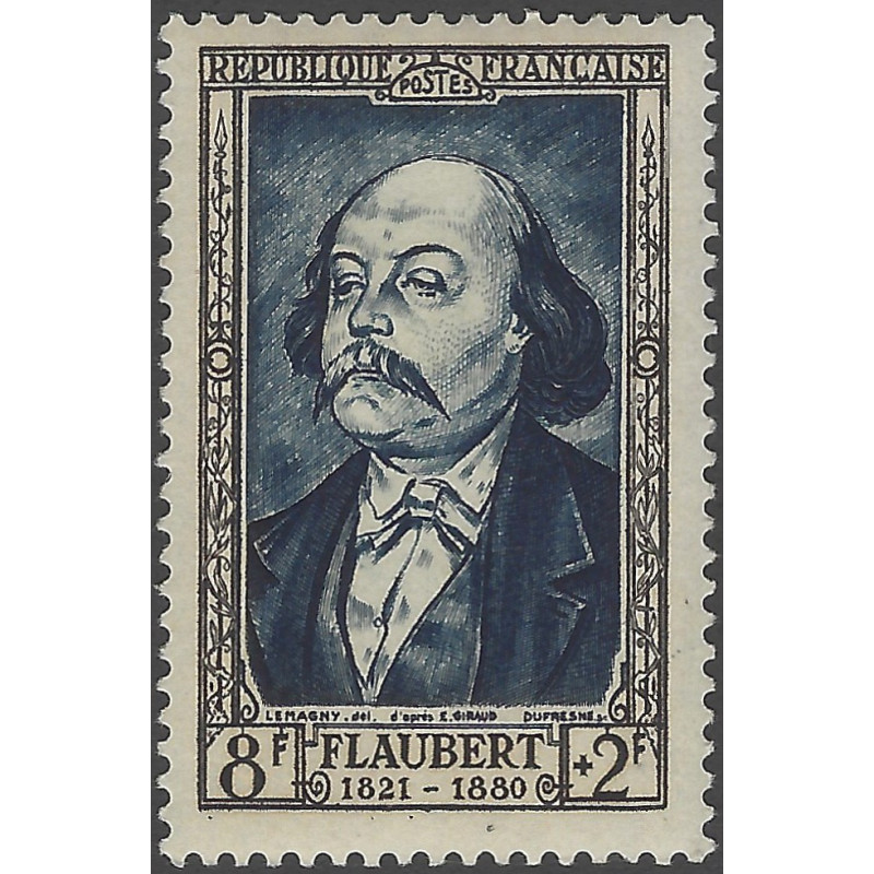 Gustave Flaubert timbre de France N°930a papier carton neuf**.