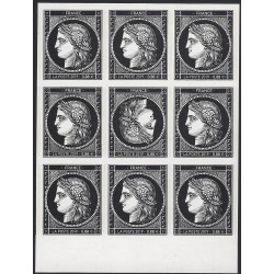 Cérès timbre de France N°5305a tête-bêche dans un bloc de 9 neuf**.