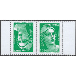 Marianne de Gandon timbre de France N°5496a paire tête-bêche neuf**.