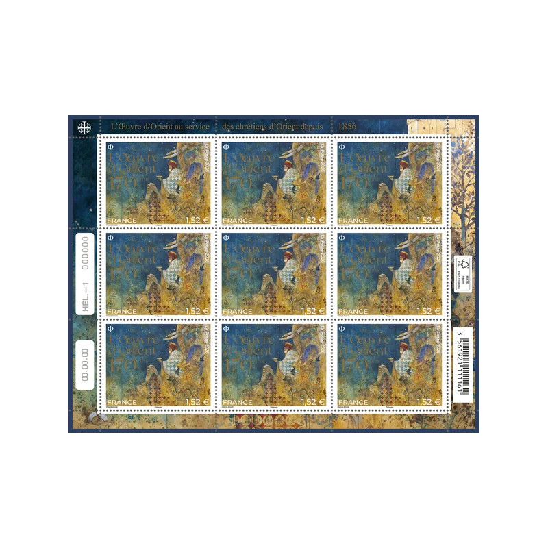 Timbre Œuvre d'Orient en feuillet de France N°F216 neuf**.