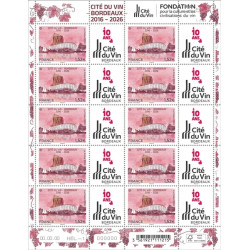 Timbre Cité du vin Bordeaux en feuillet de France N°F223 neuf**.