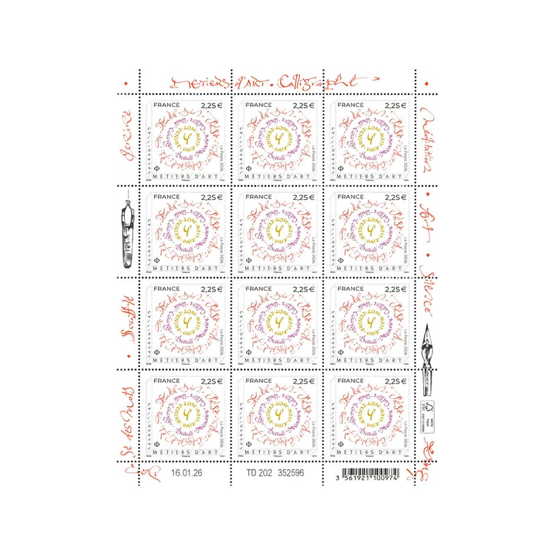 Timbre Métiers d'art - Calligraphe en feuillet de France N°F227 neuf**.