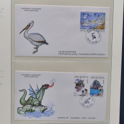 Collection enveloppes premier jour (FDC) d'Albanie 1986-1999 en 3 albums.