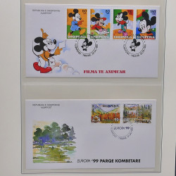 Collection enveloppes premier jour (FDC) d'Albanie 1986-1999 en 3 albums.