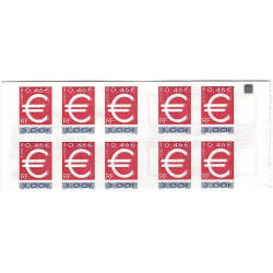 Carnet de 10 timbres autoadhésifs - Euro N°3215-C1a carré noir.