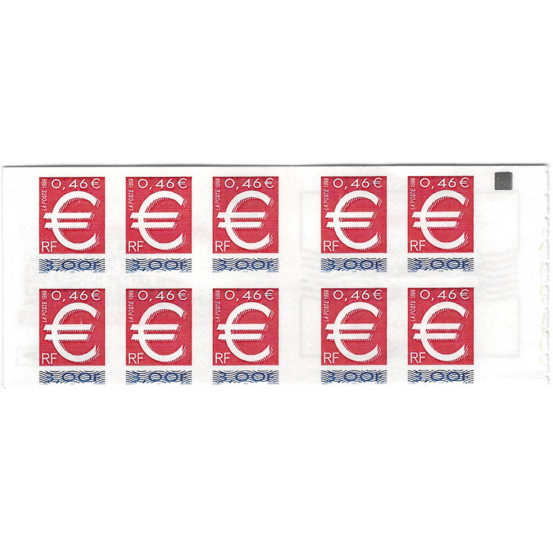Carnet de 10 timbres autoadhésifs - Euro N°3215-C1a carré noir.