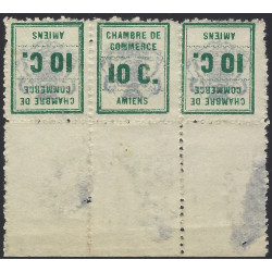 Timbre de grève Amiens N°1b tête-bêche dans une bande de 3 bdf neuf*.