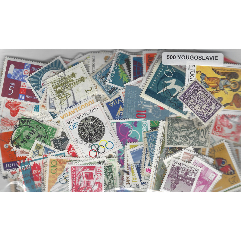 Yougoslavie 500 timbres de collection tous différents.