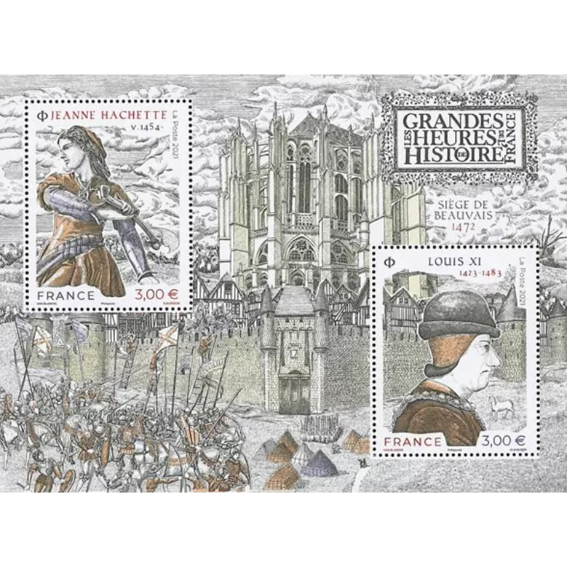Feuillet de 2 timbres Jeanne Hachette - Louis XI N°F5540 neuf**.