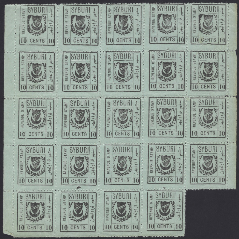 Syburi (Kedah) timbre fiscal Armoiries N°1 - feuille de 24 exemplaires neuf, RR.