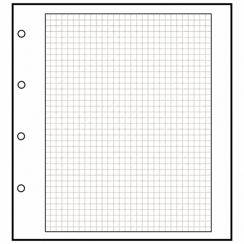 Feuilles en carton blanc quadrillée avec 4 perforations pour albums compact A4 Safe.