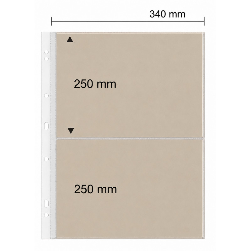 Feuilles spéciales Jumbo Safe fond sable à 2 poches pour documents grands formats.