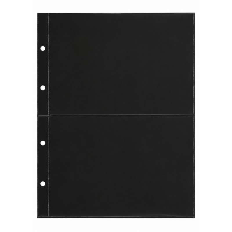 Feuilles noires Pro Phila Safe à 2 bandes pour feuillets de timbres.