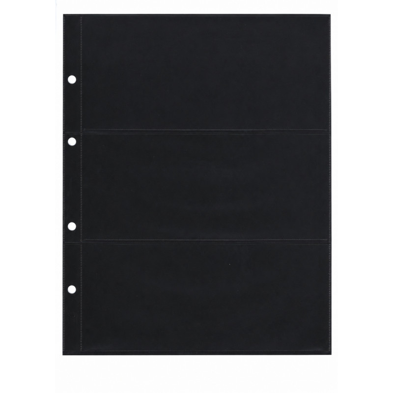 Feuilles noires Pro Phila Safe à 3 bandes pour carnets, feuillets de timbres.