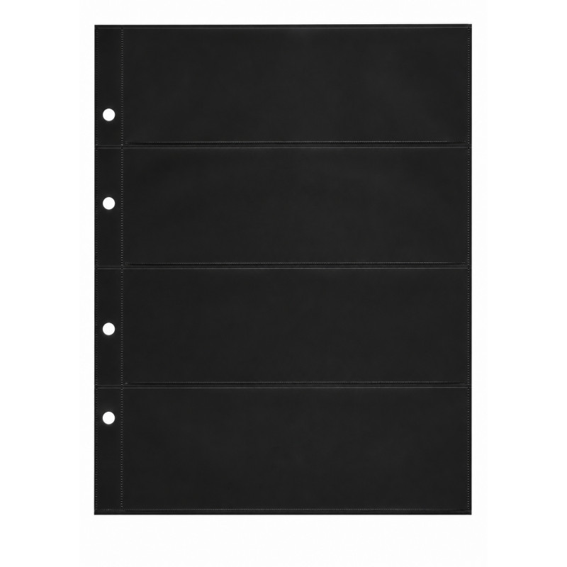 Feuilles noires Pro Phila Safe à 4 bandes pour timbres-poste.