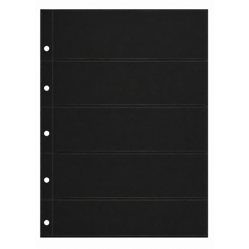 Feuilles noires Pro Phila Safe à 5 bandes pour timbres-poste.
