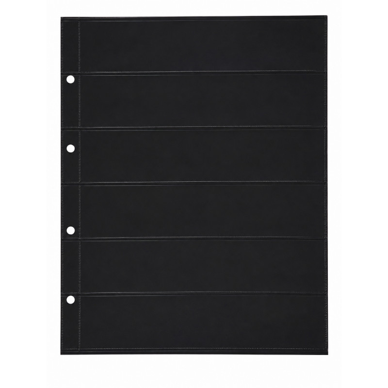 Feuilles noires Pro Phila Safe à 6 bandes pour timbres-poste.