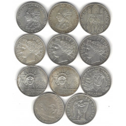 Lot de 11 monnaies de 100 Francs commémoratives en argent – France 1985-1991.