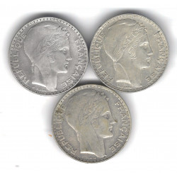 Lot de 3 monnaies de 20 Francs Turin argent – 1929 et 1933.