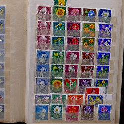 Lot de timbres France et Monde à trier dans une caisse en bois.