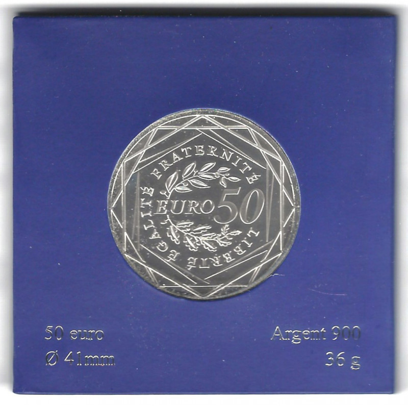 France – 50 Euros Argent 2010 – La Semeuse – Monnaie de Paris.