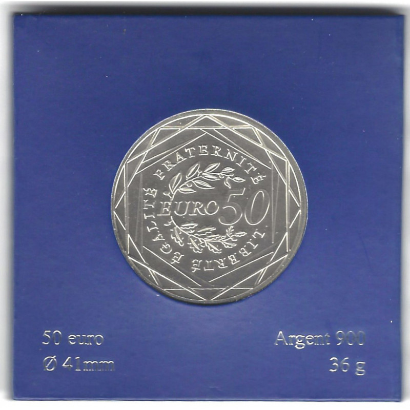 France – 50 Euros Argent 2010 – La Semeuse – Monnaie de Paris.