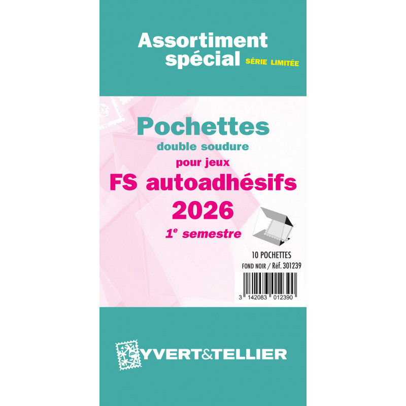 Assortiment de pochettes pour jeux timbres autoadhésifs FO/FS 2026 premier semestre.
